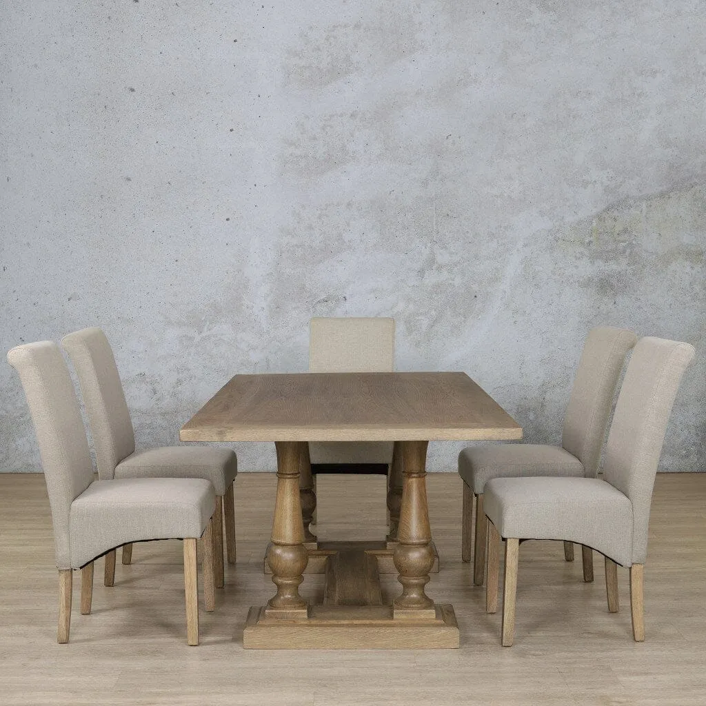 Charlotte Wood Top & Windsor 6 Seater Dining Set
