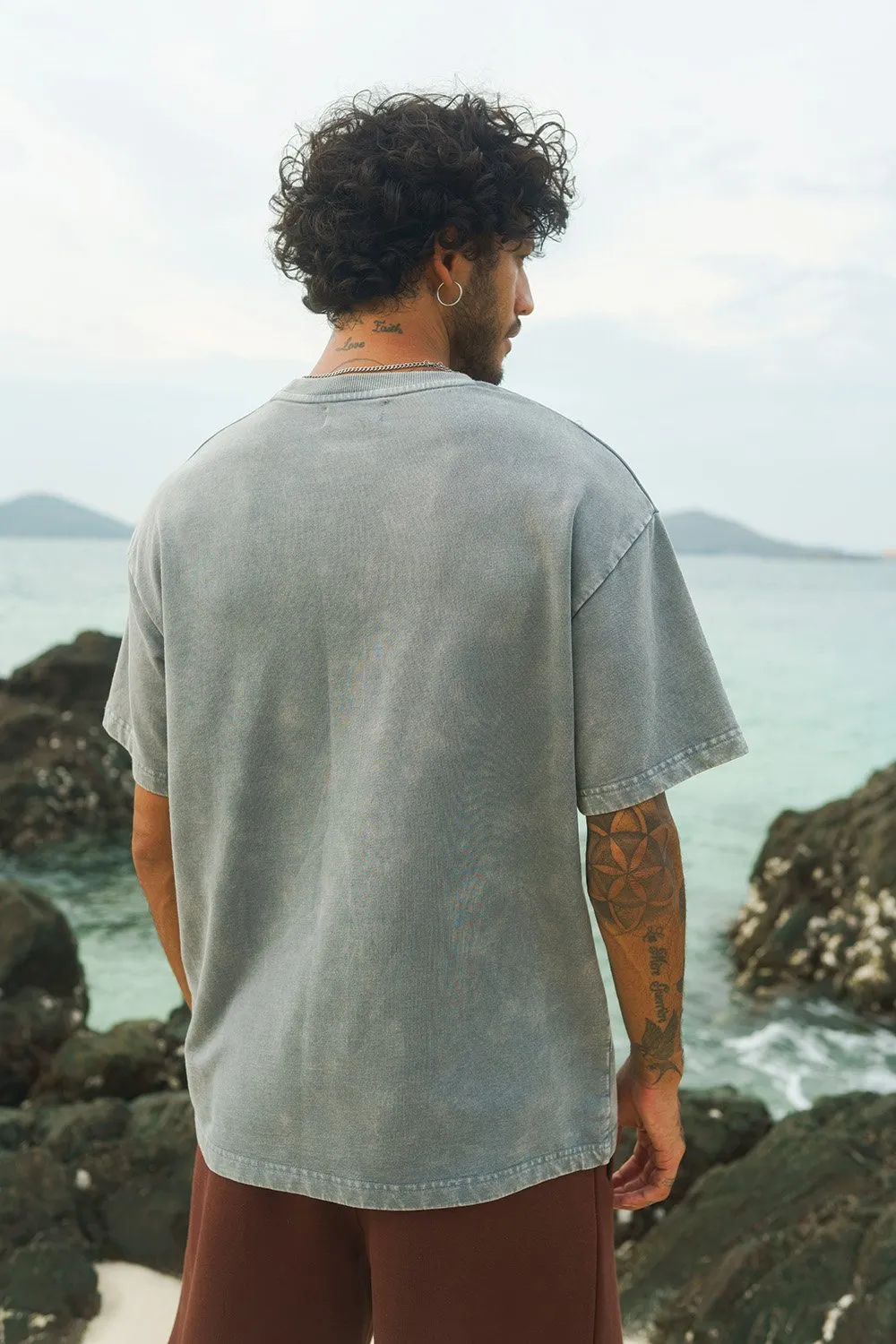 Oversized Premium Heavyweight Grey Faded T-shirt