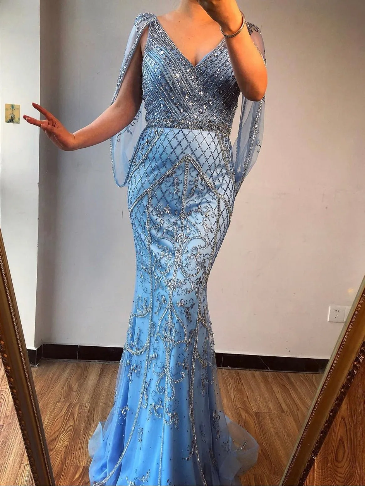 Malisa Crystal Shawl Yarn Formal Dress