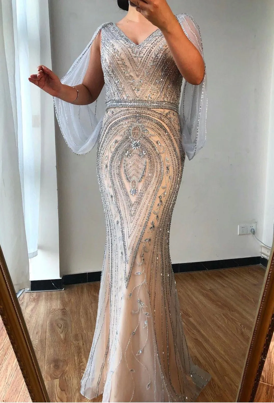 Malisa Crystal Shawl Yarn Formal Dress