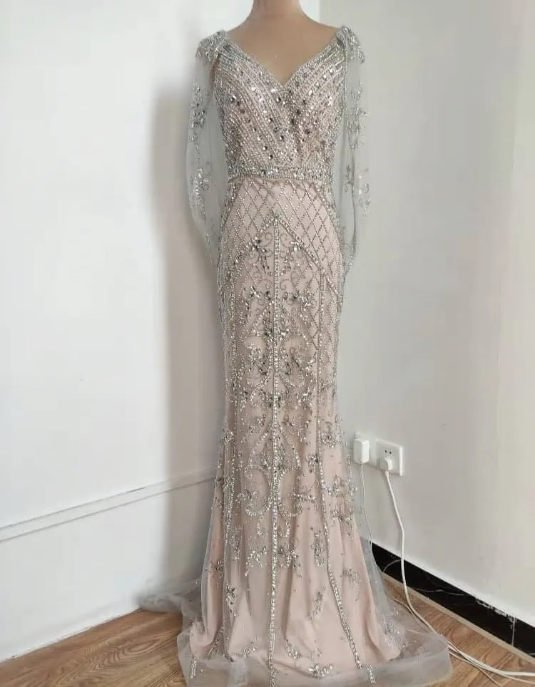 Malisa Crystal Shawl Yarn Formal Dress