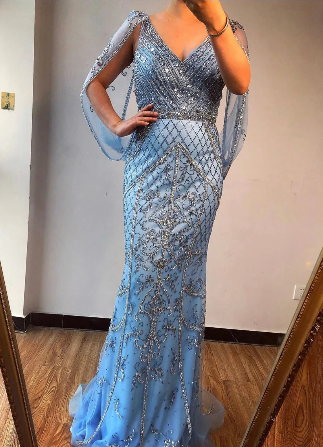 Malisa Crystal Shawl Yarn Formal Dress