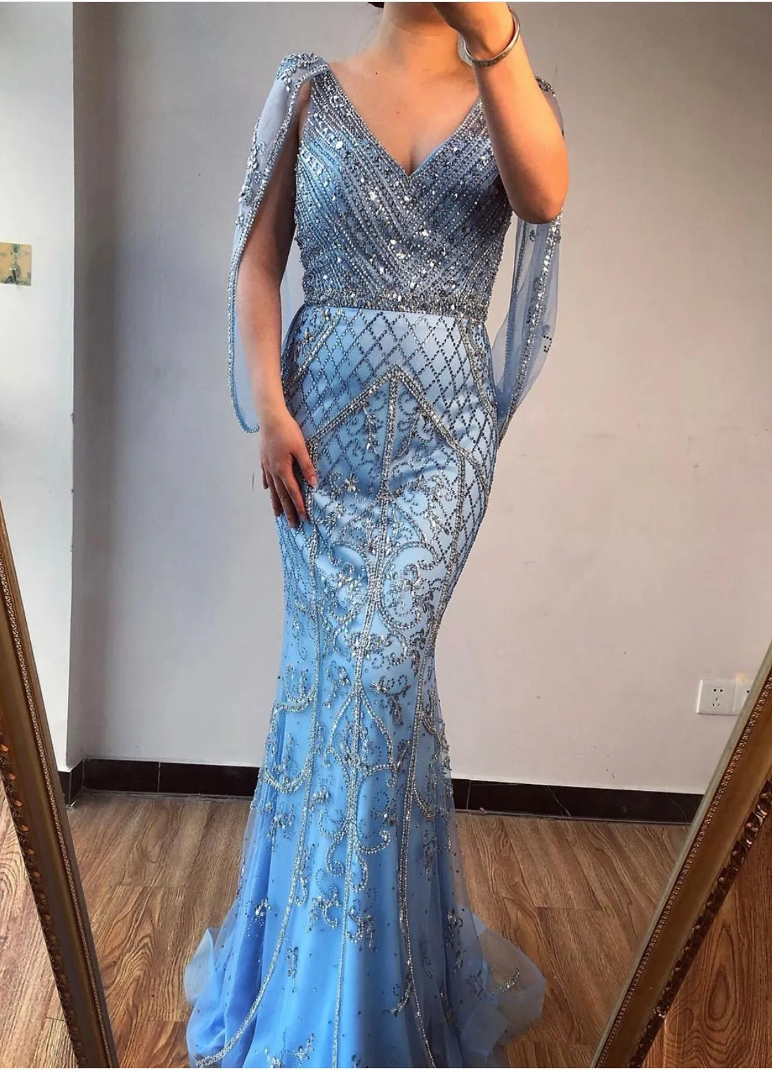 Malisa Crystal Shawl Yarn Formal Dress