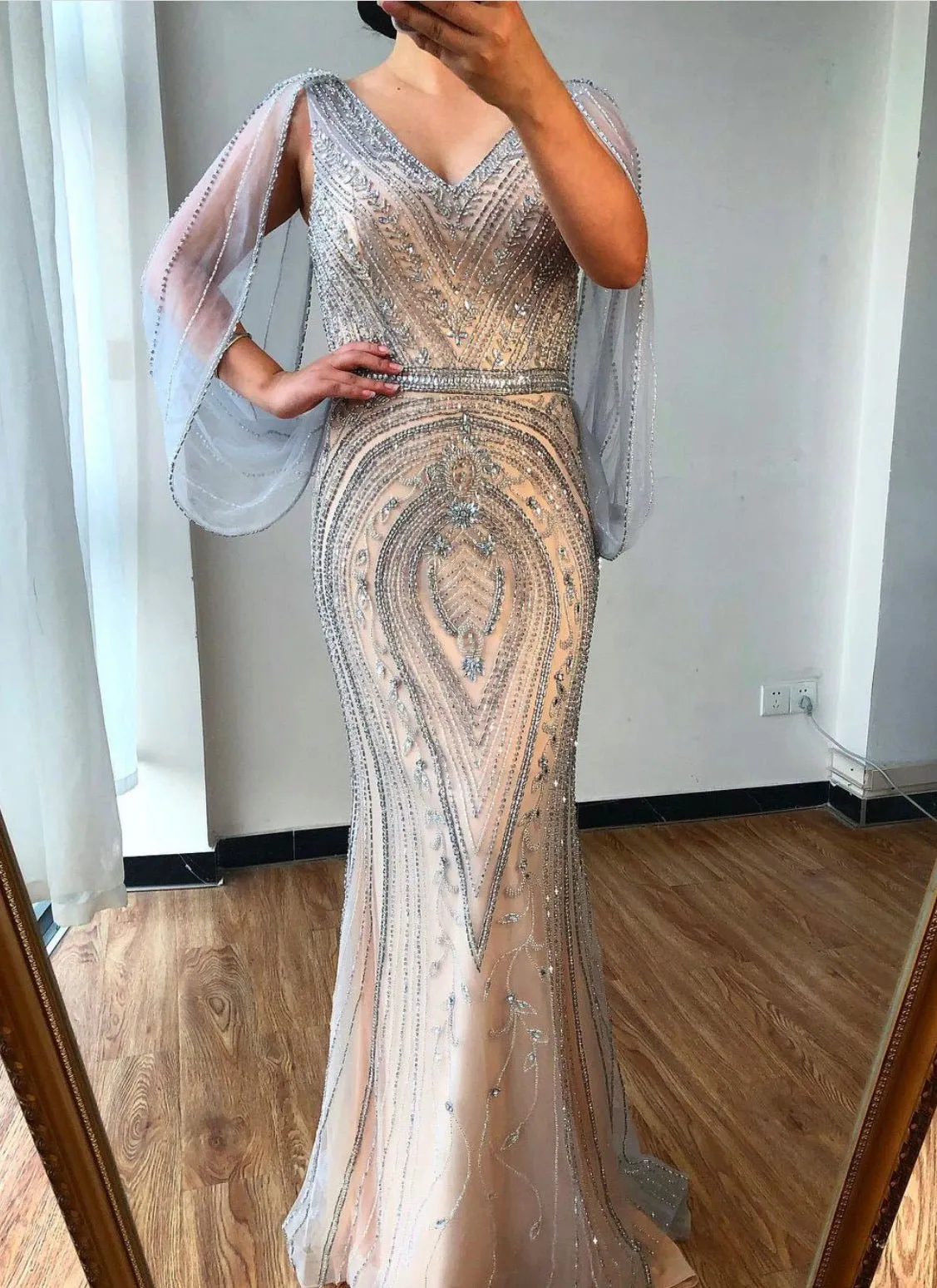 Malisa Crystal Shawl Yarn Formal Dress