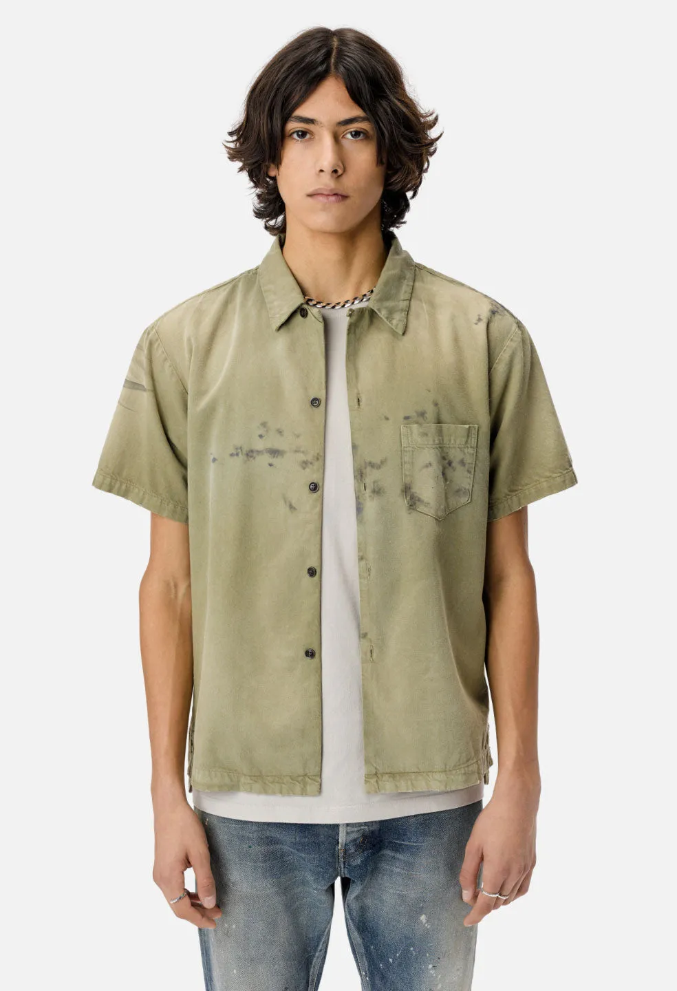 Petrol Bowling Shirt / Olive